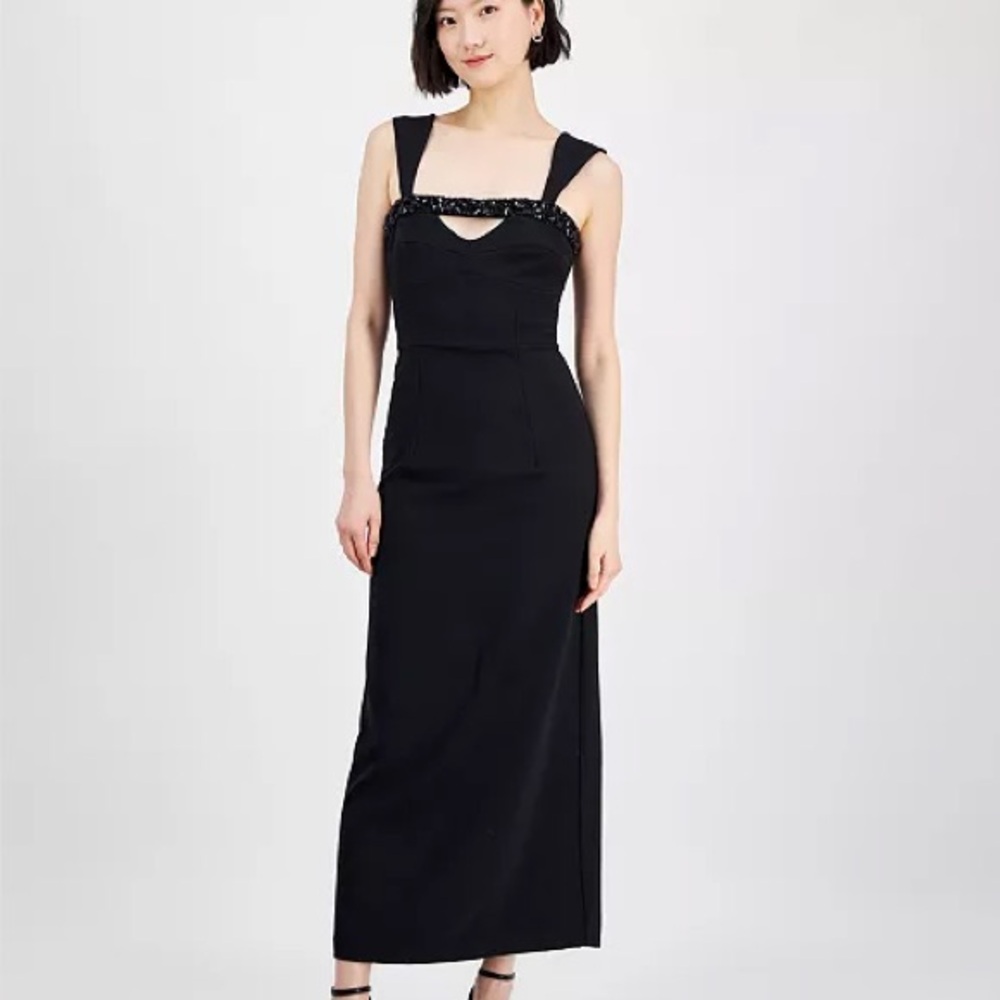 Taylor Embellished Cutout Sheath Dress Black Formal Gown Size 6 NWT $138